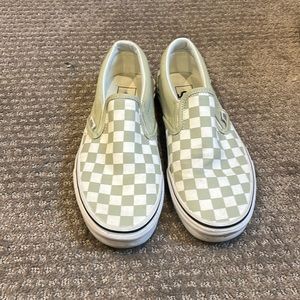 Sage green checkered vans